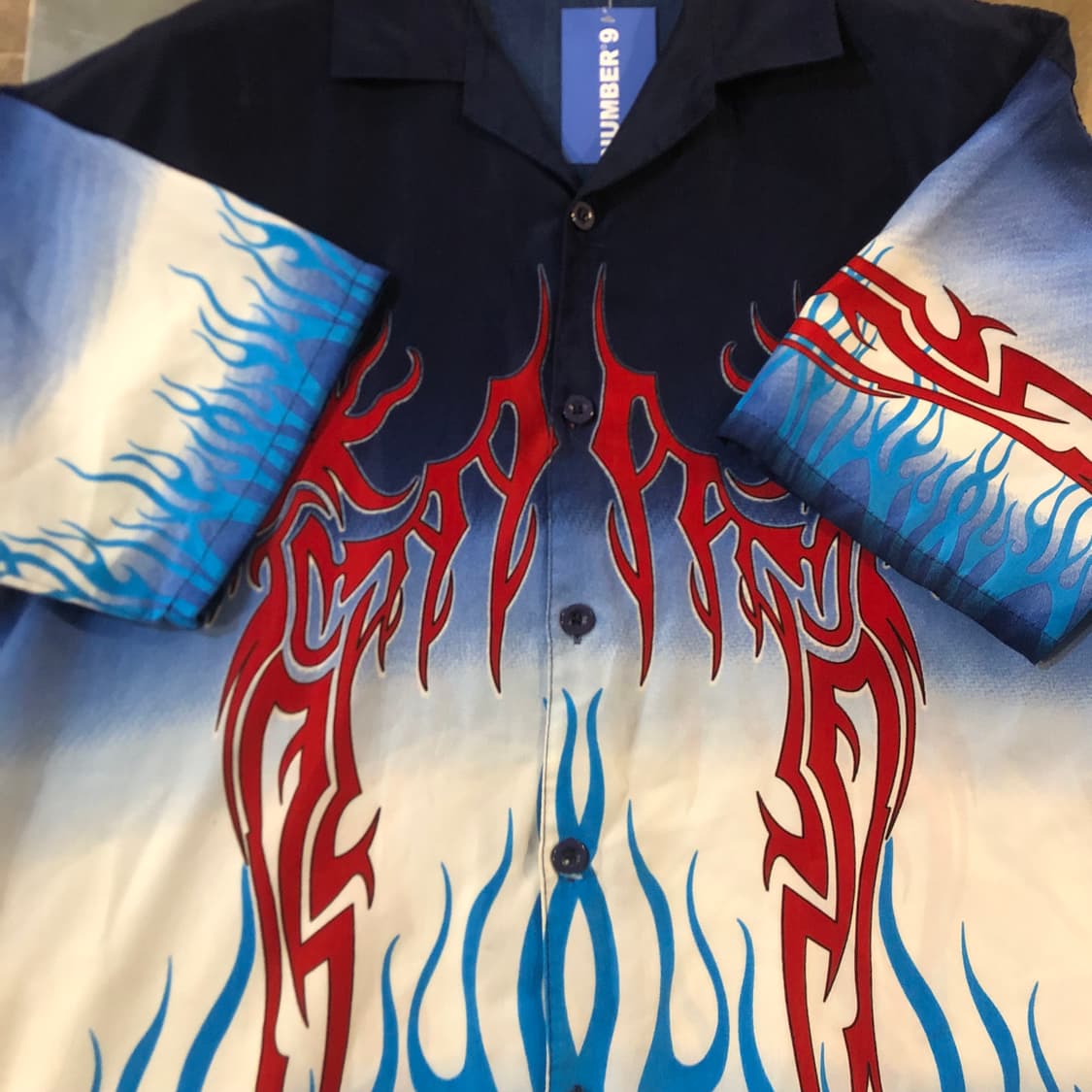 [NO.9] y2k 트라이벌 반팔 셔츠 블루 상품이미지3