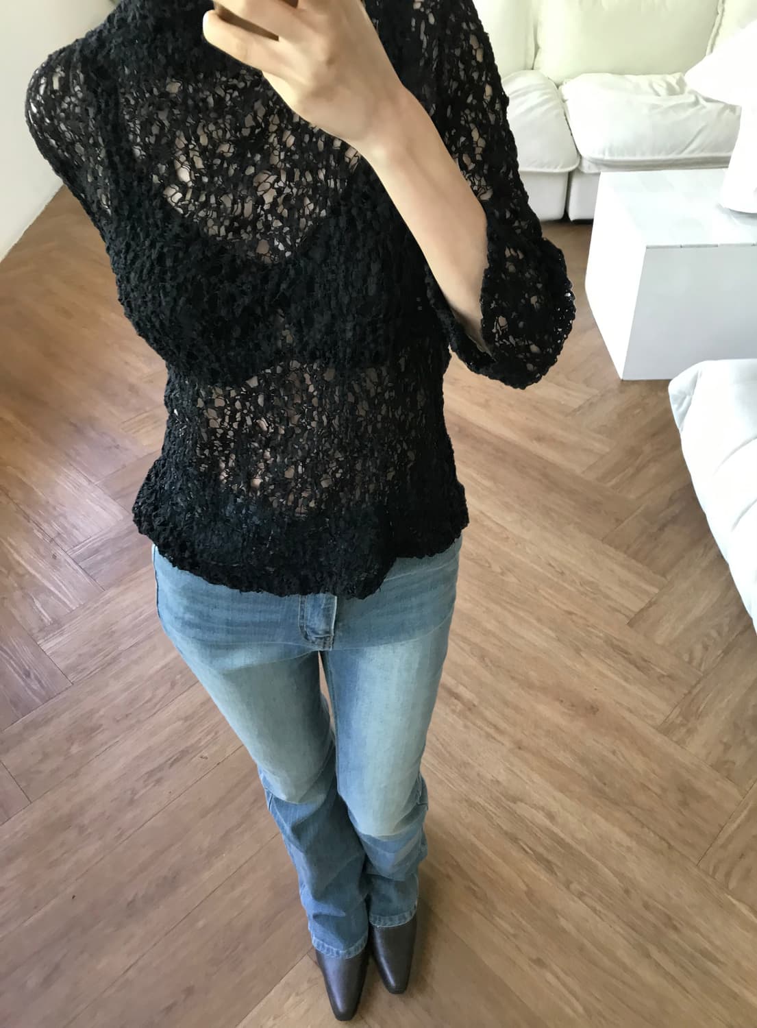 vintage high neck net top 상품이미지8