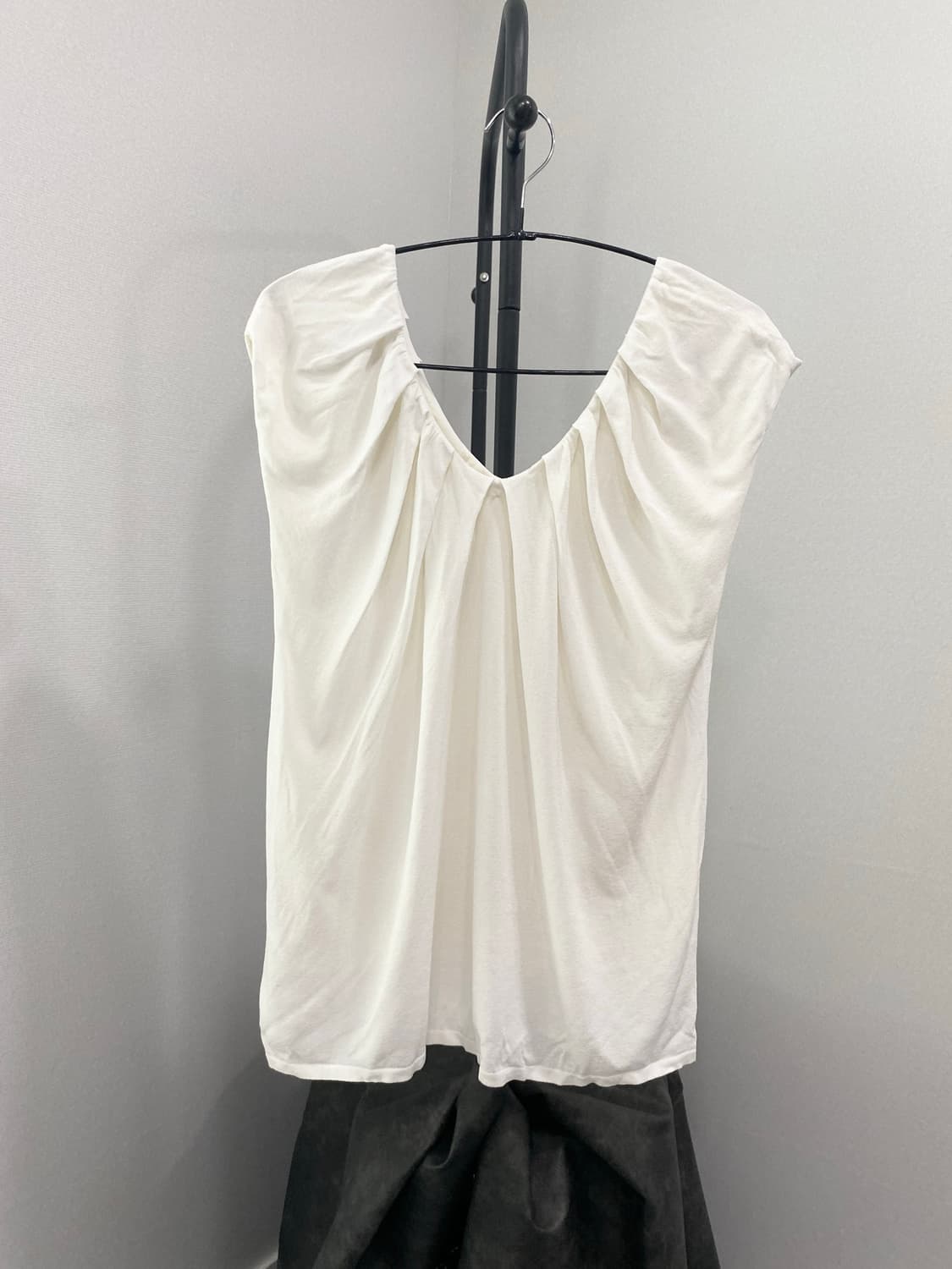 White Draped Pleated Gather Top 상품이미지5