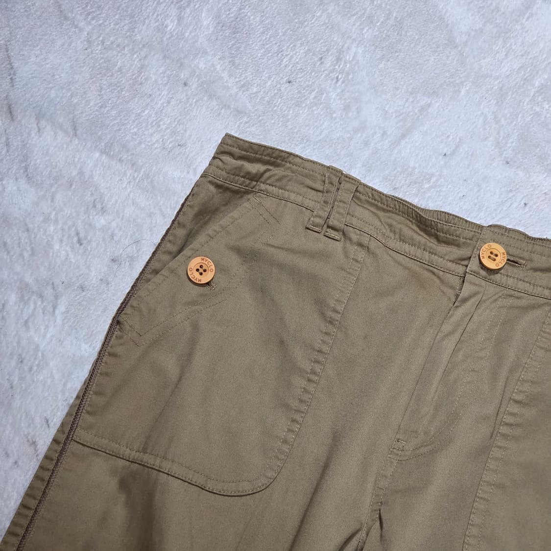 빈티지 사이드 라인 베이지 코튼팬츠 상품이미지2