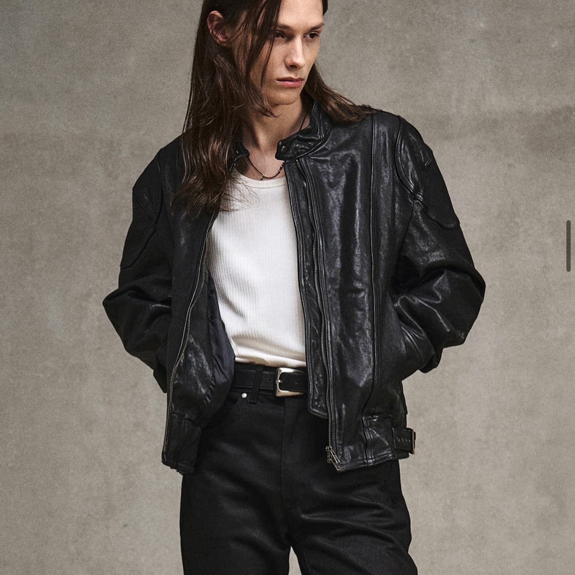 [48구매]엘무드 나이프 램스킨 레더자켓 블랙 상품이미지1