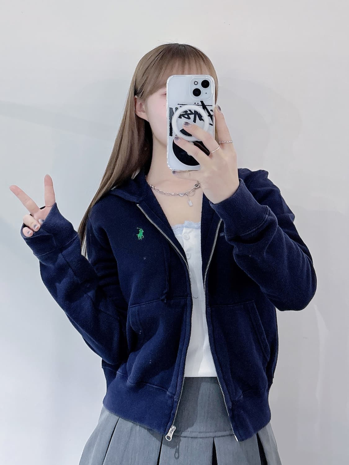 폴로랄프로렌 네이비 그린포니 후드집업 상품이미지1