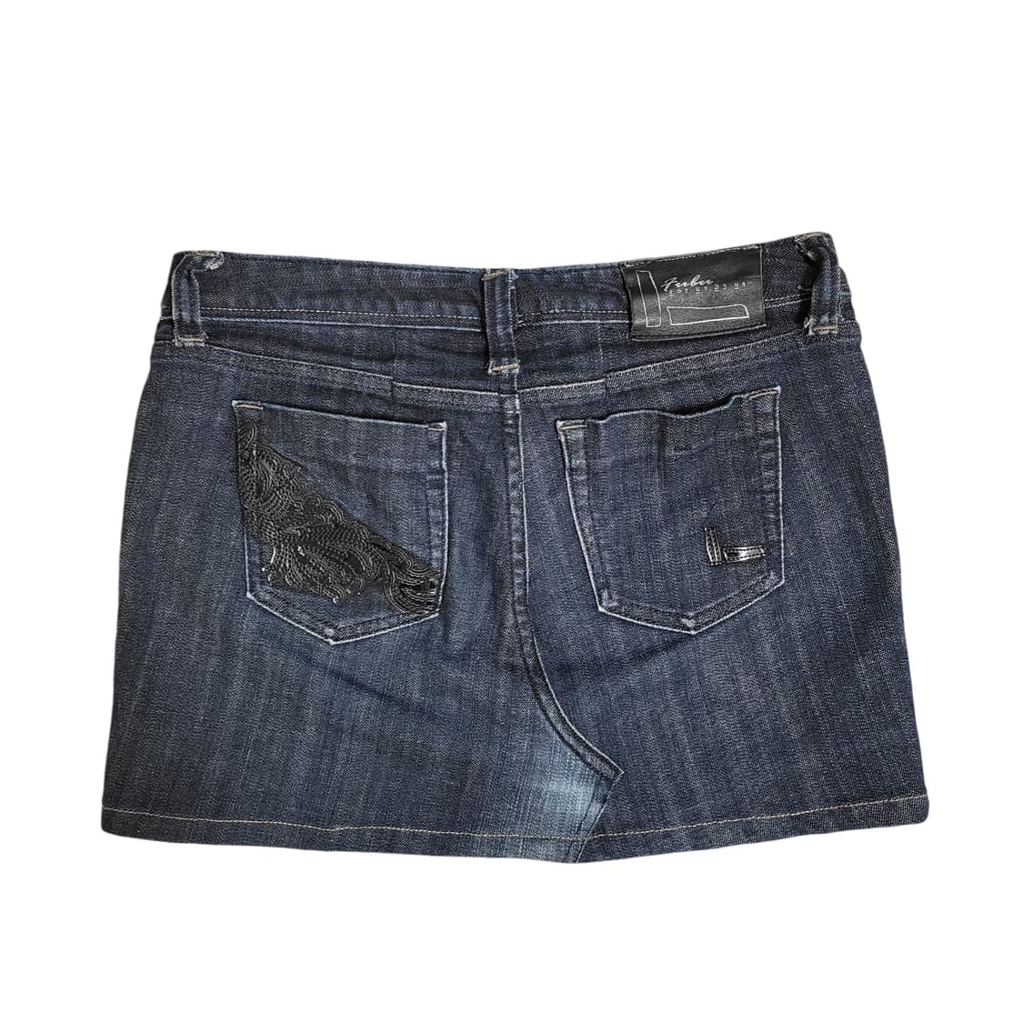 FUBU 후부 가죽 날개 패치 데님 스커트 상품이미지6