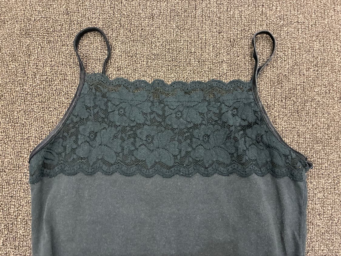 L)Japanese vintage 여성 레이스 디테일 블랙 나시 상품이미지2