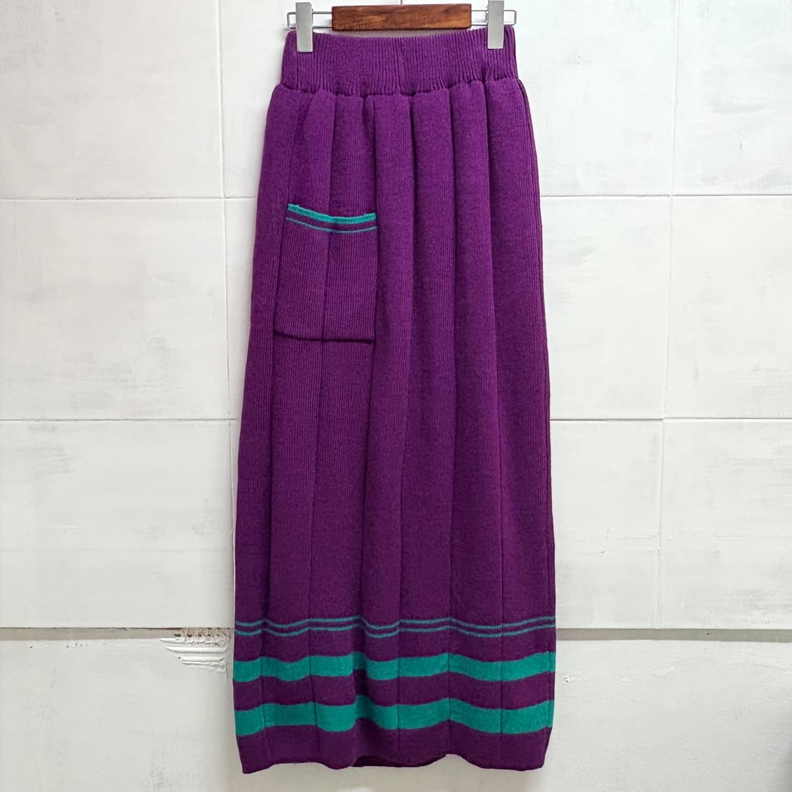 퍼플 민트 캐시 혼방 키치 니트 롱 스커트 (JPN) 상품이미지1
