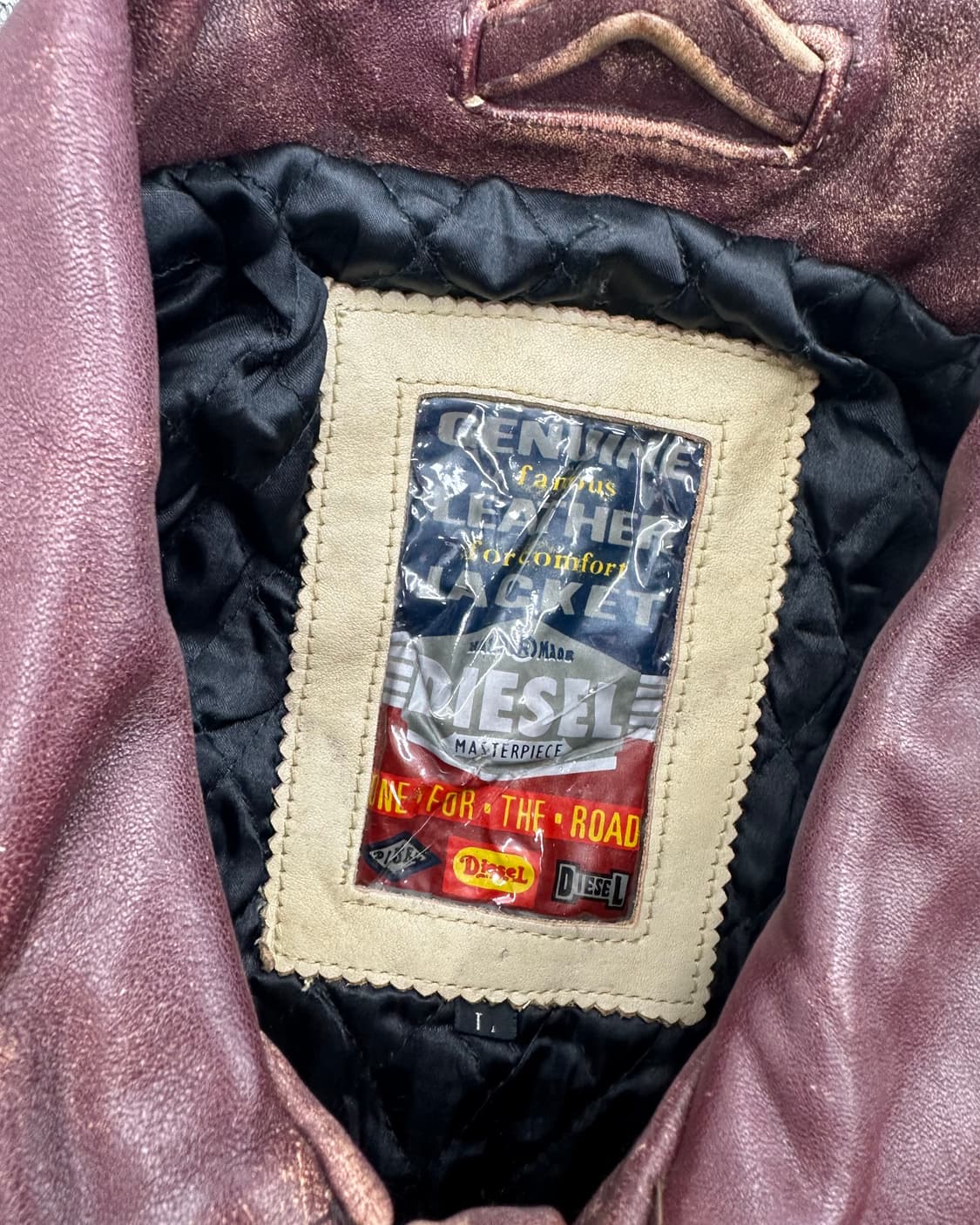 (L)90'S DIESEL LEATHER VARSITY-M1414 상품이미지4