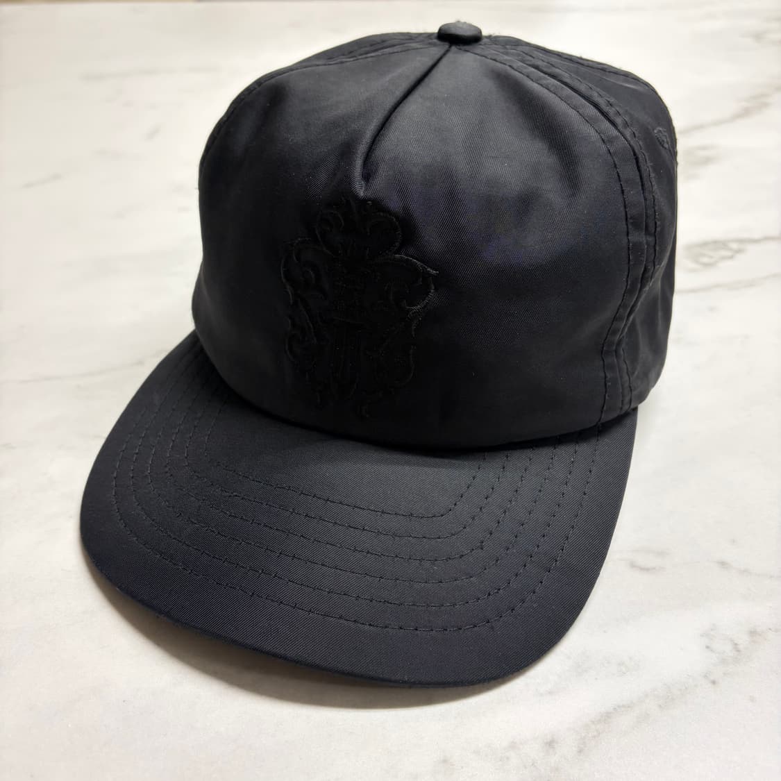 레어) 90s 올드 크롬하츠 나일론 대거 자수 캡 모자 블랙 OS 상품이미지2