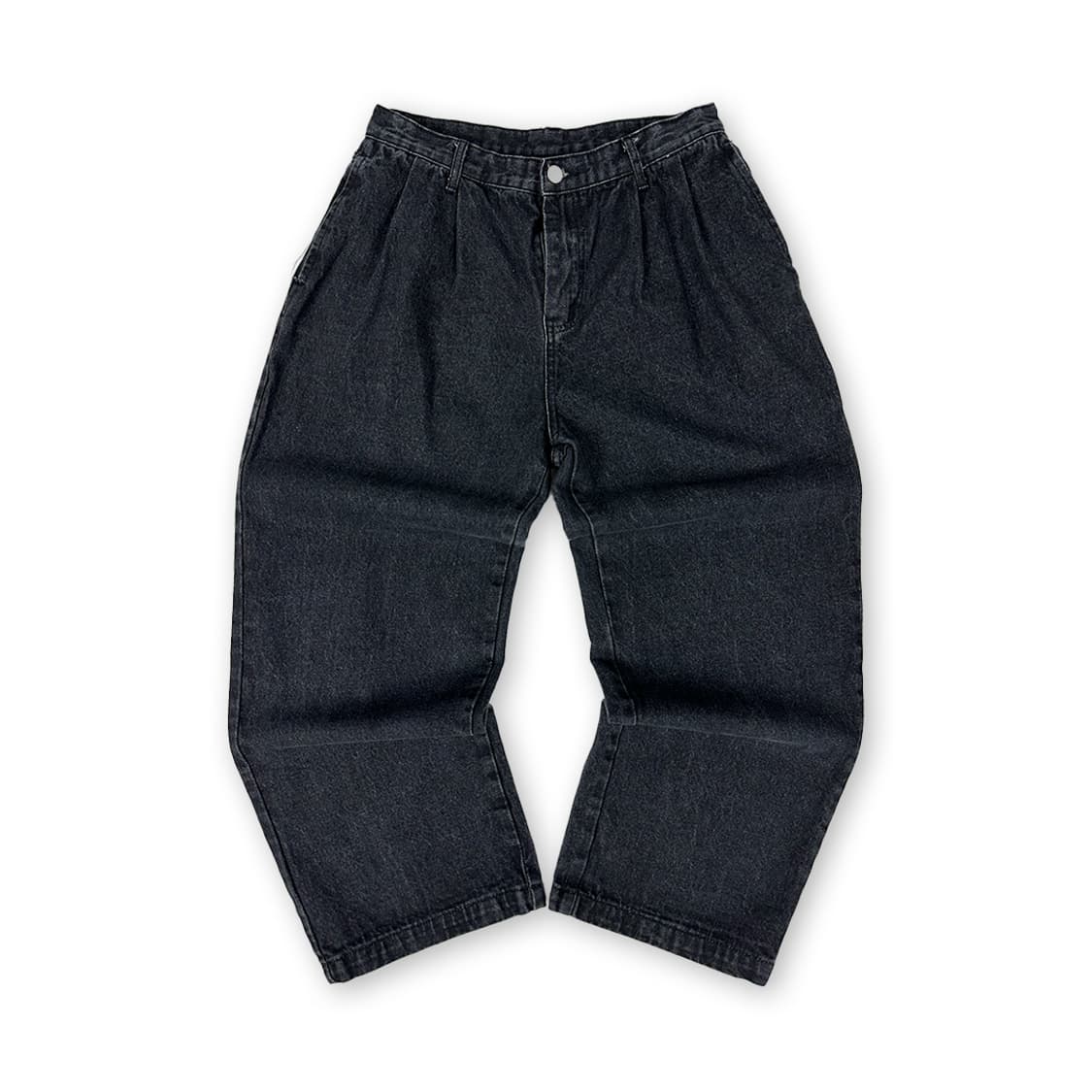 투턱 흑청 와이드 데님 팬츠 상품이미지1