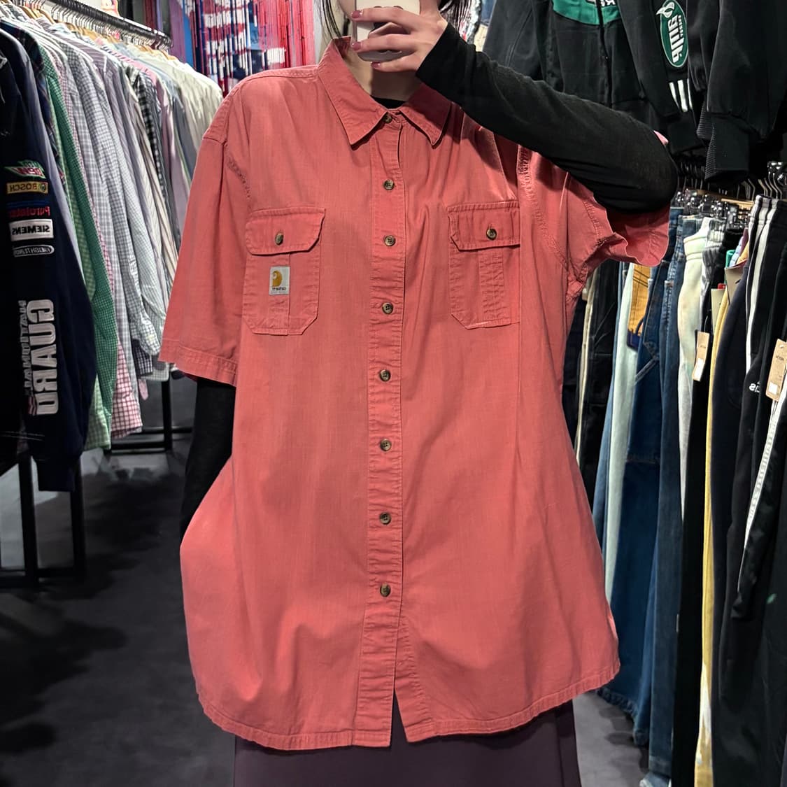 [IM] Carhartt 칼하트 반팔 셔츠 코랄 핑크 상품이미지1