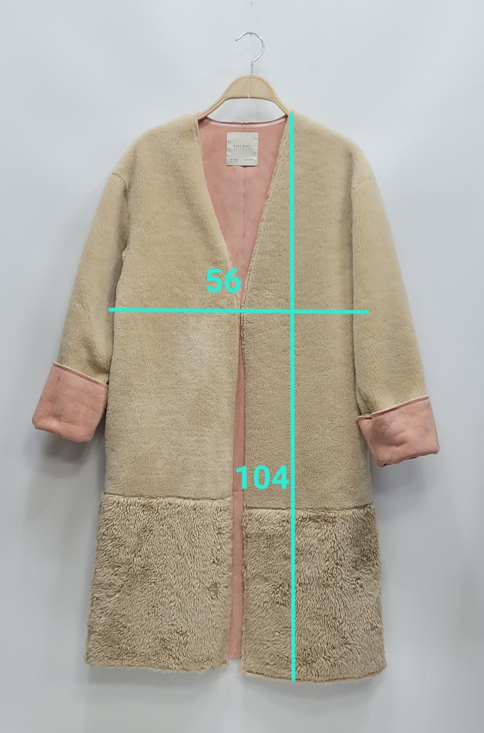 ZARA 자라 베이직 에크루 테티 셰르파 코트 / 여 S 베이지/핑크 상품이미지9