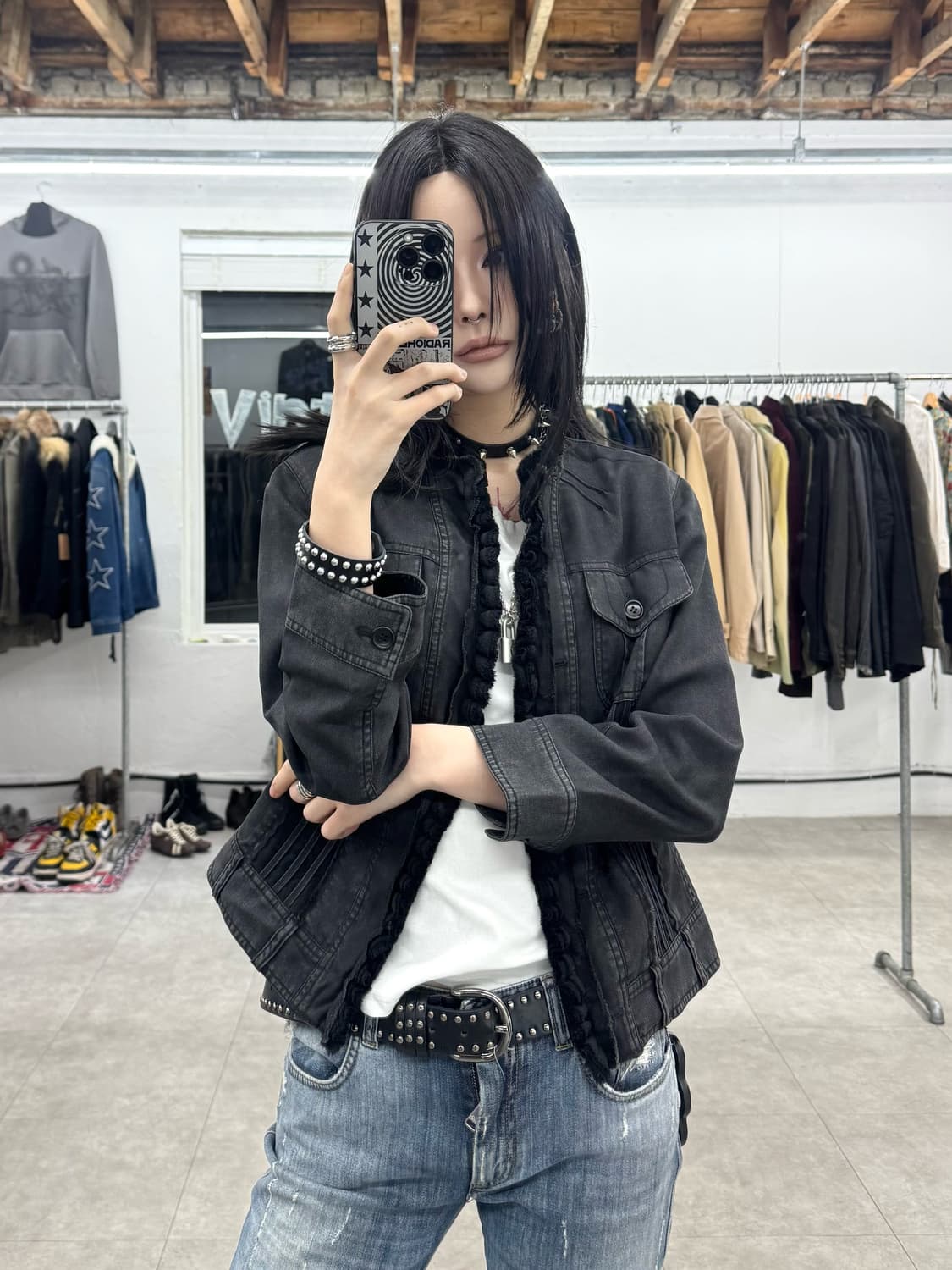 Una Parte 러플 트리밍 자켓 상품이미지1