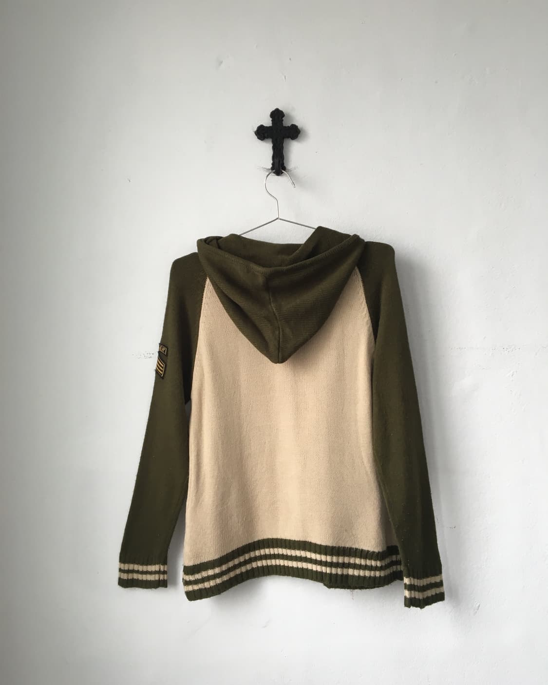 Patch point raglan hood knit zip up 상품이미지3