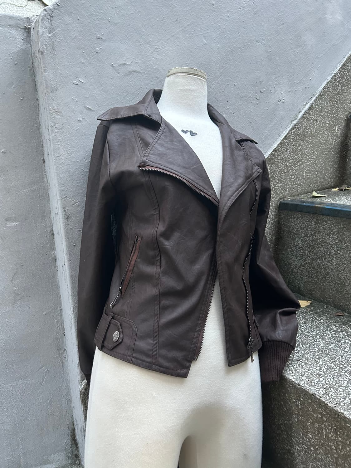 2000s VTG 다크브라운 라이더 가죽자켓 상품이미지3