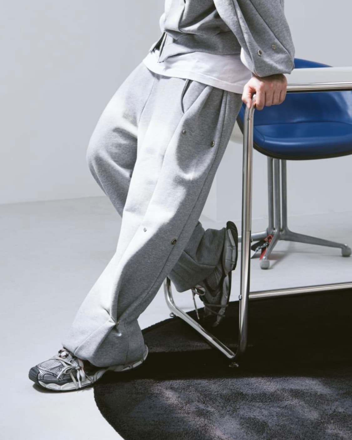 [L] MJD 사이드 스냅 와이드 C/P 헤비 스웻 팬츠 그레이 상품이미지1