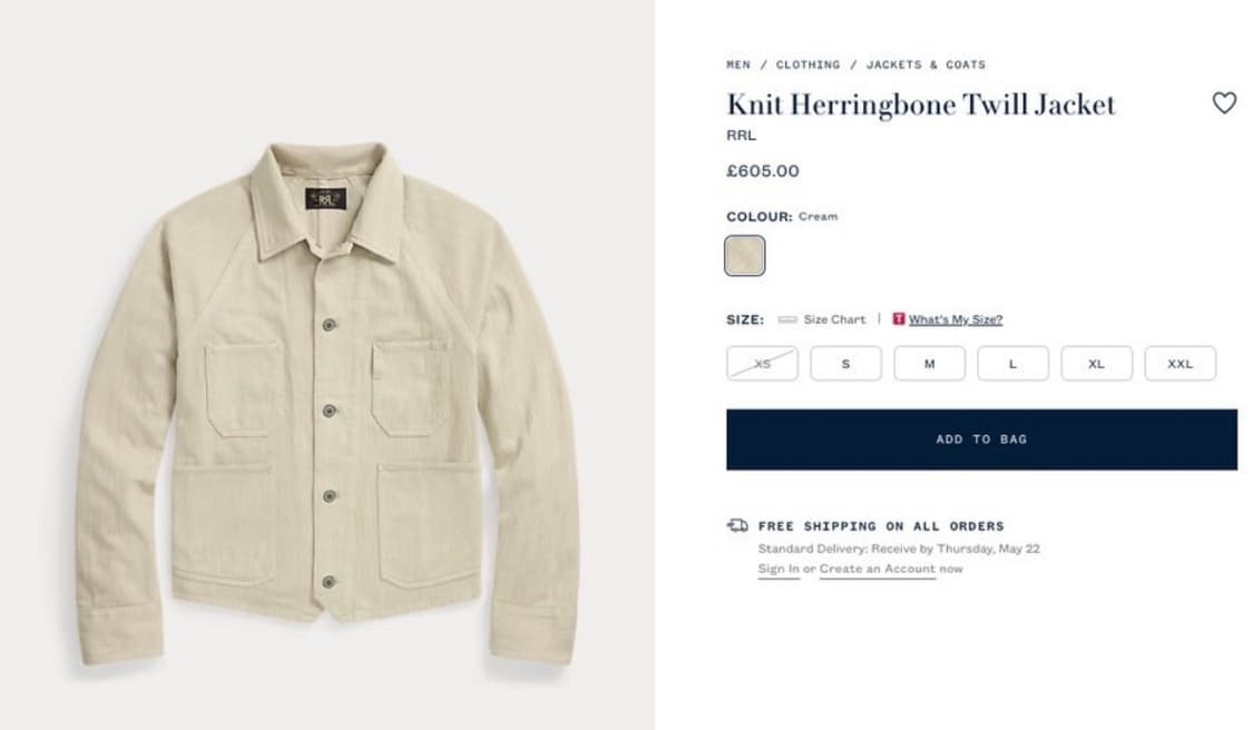 RRL [새상품] 니트 헤링본 트윌 자켓 M 판매 상품이미지10