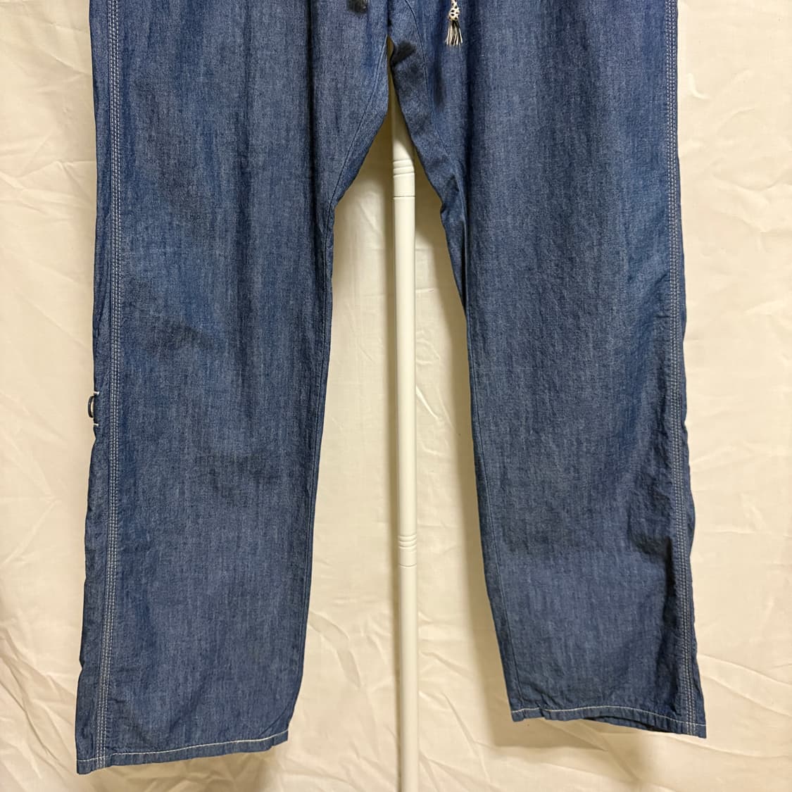 리 유니온 메이드 시보리 립 밴딩 샴브레이 퍼티그팬츠 / 블루, 34 상품이미지3