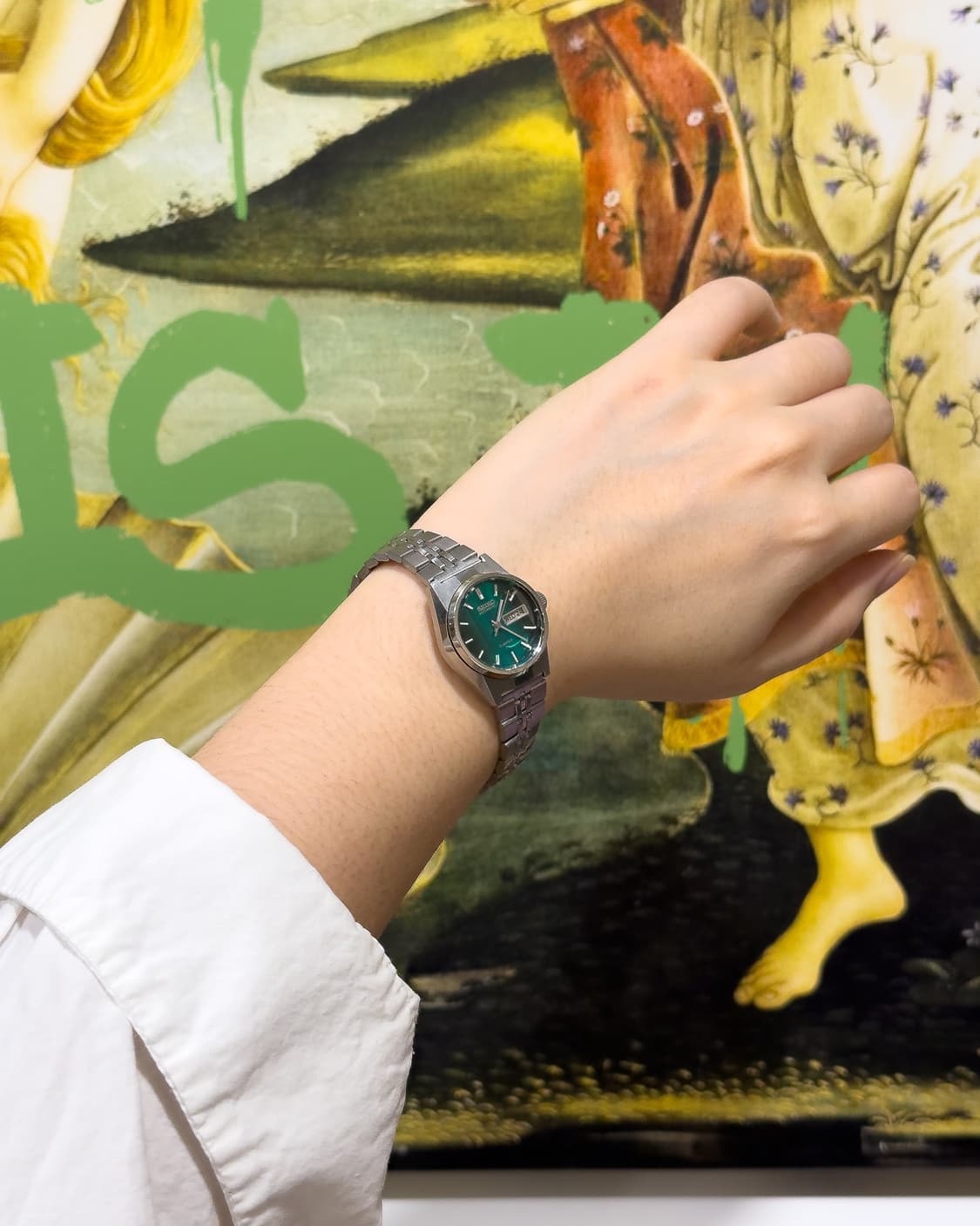 빈티지 세이코 그린 컷글라스 레이디스 오토매틱 2206-0720 상품이미지3