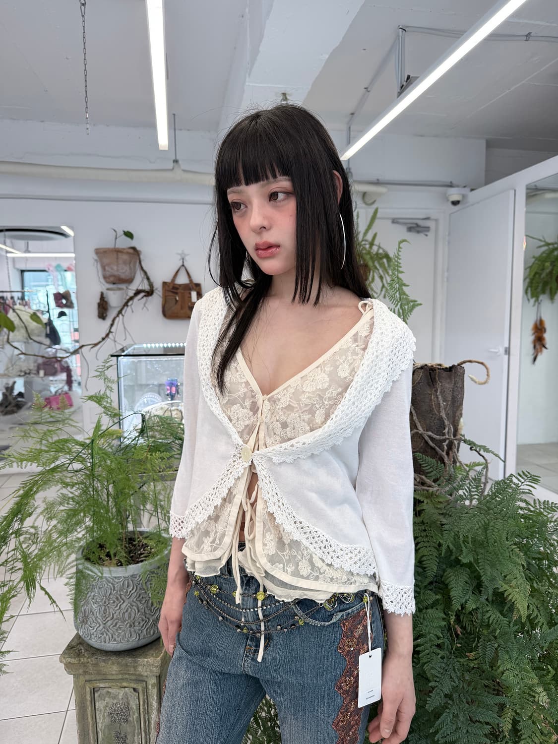crochet trim cardigan 상품이미지1