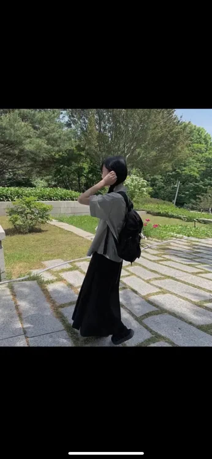 애니원모어 코세 나일론 그레이 반팔 셔츠 상품이미지2