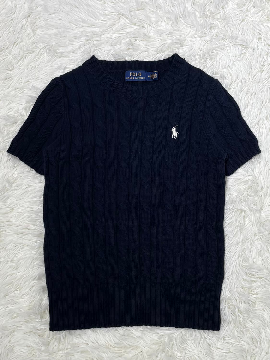 폴로랄프로렌 화이트포니 네이비 케이블 반팔 니트 상품이미지3