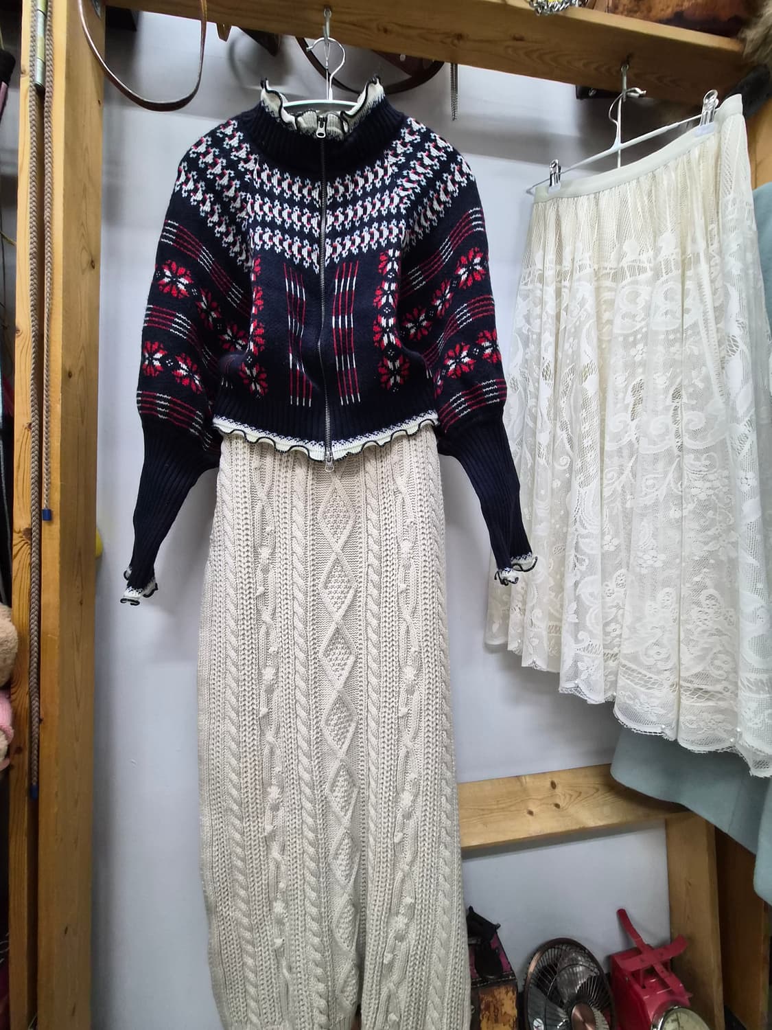 막스마라 벌룬 니트집업.  니트케이블 롱스커트 상품이미지1