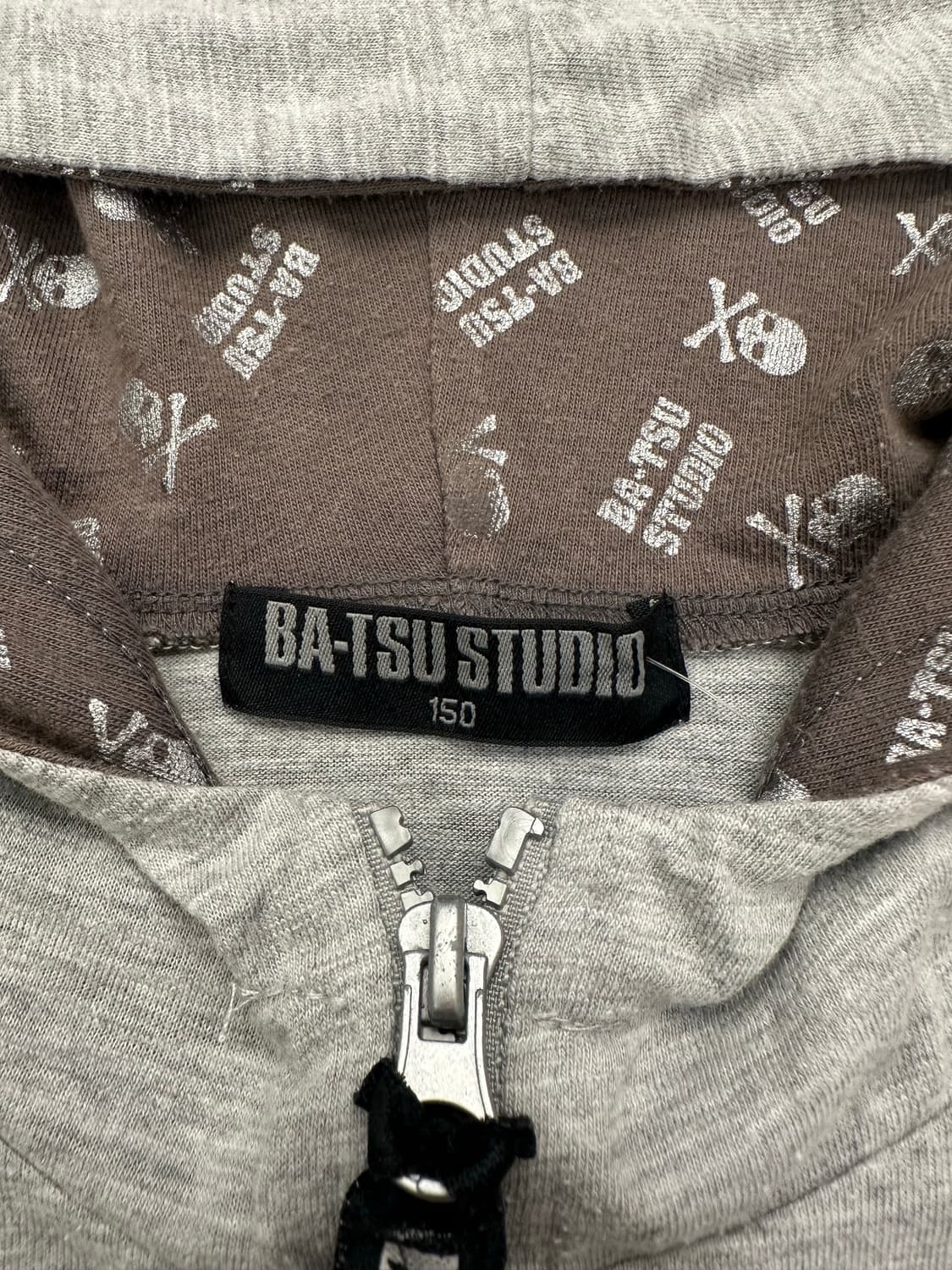 150)BA-TSU STUDIO y2k 스컬 패치 반팔 후드집업 상품이미지5