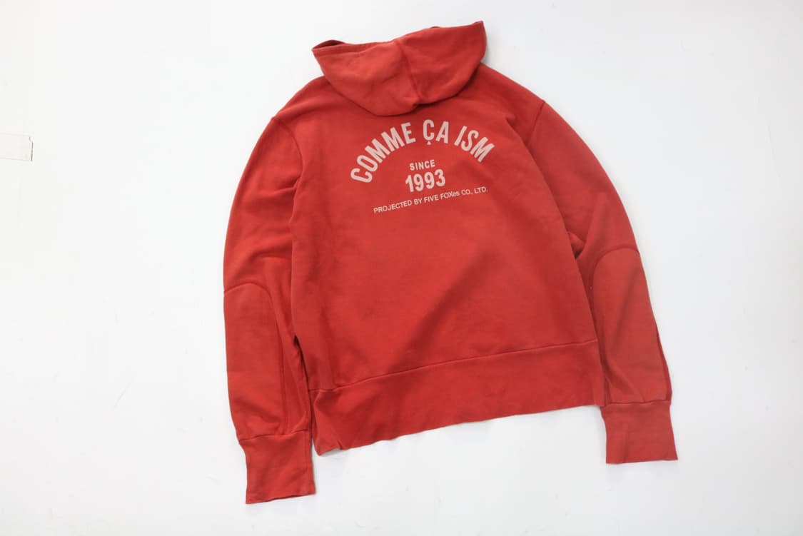 콤사이즘 빈티지 워싱 레드 백로고 후드 티셔츠 상품이미지4