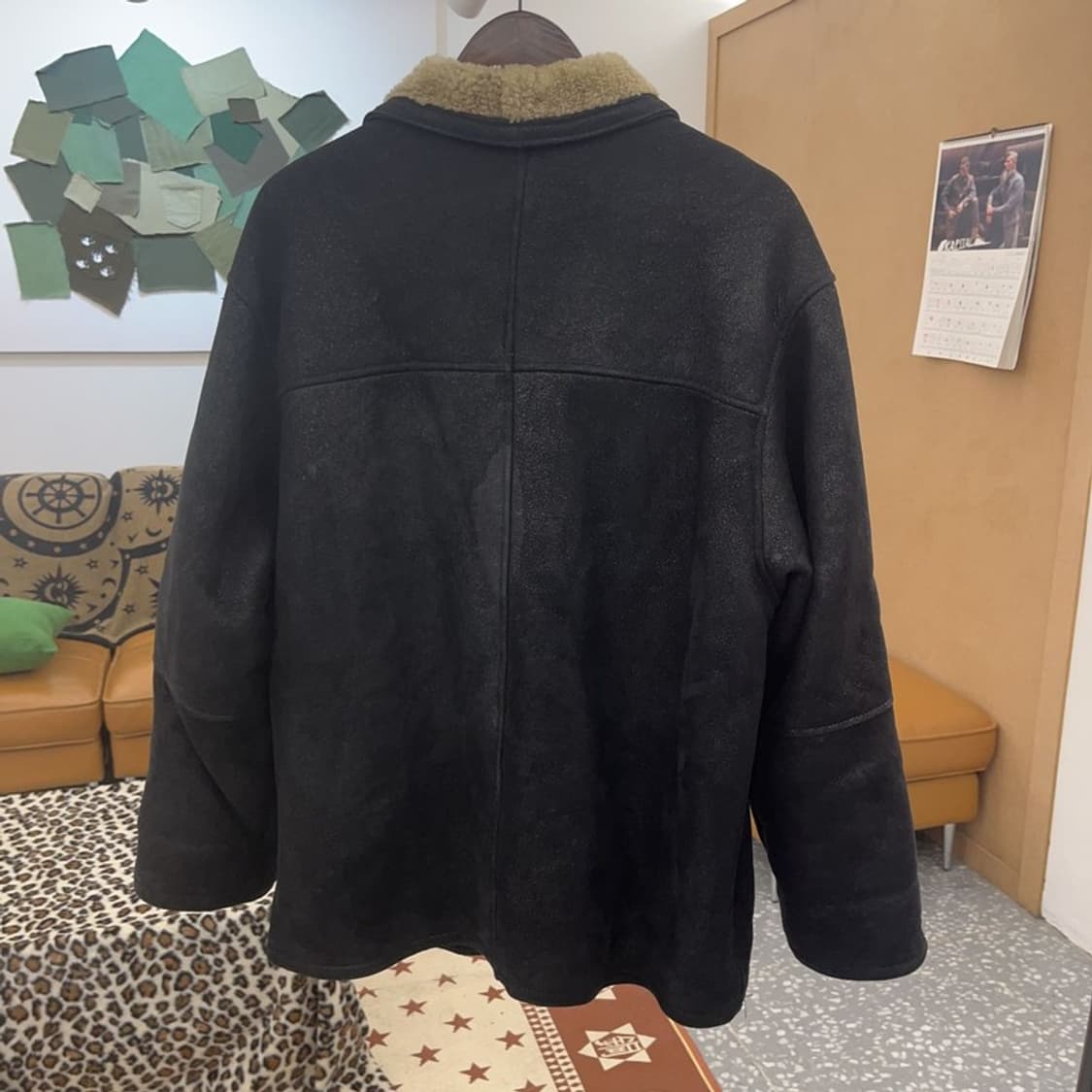 랭글러 빈티지 오버핏 가죽 양털 무스탕 자켓 L C08922 상품이미지4