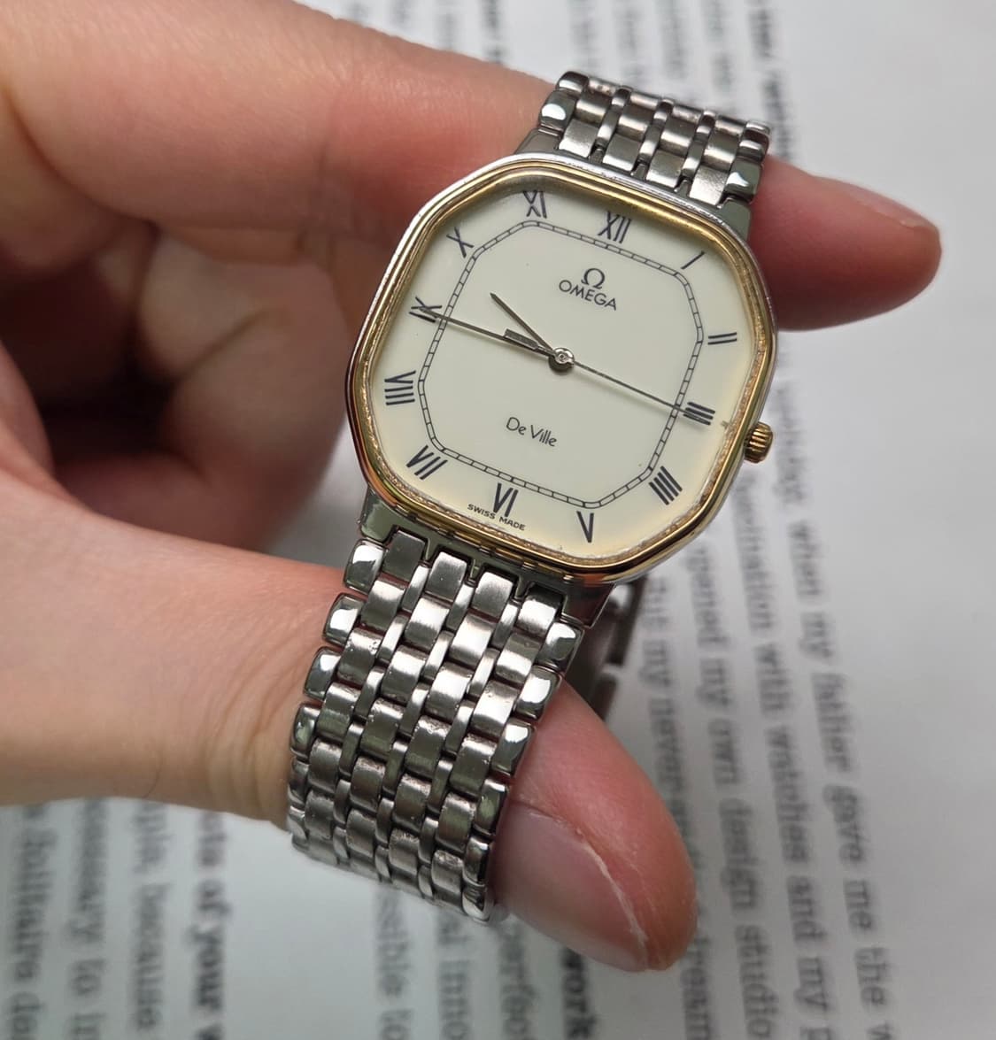 레어] 빈티지 오메가 드빌 팔각옥토 요구르트 로만판 슬림쿼츠 브레이슬릿  상품이미지5