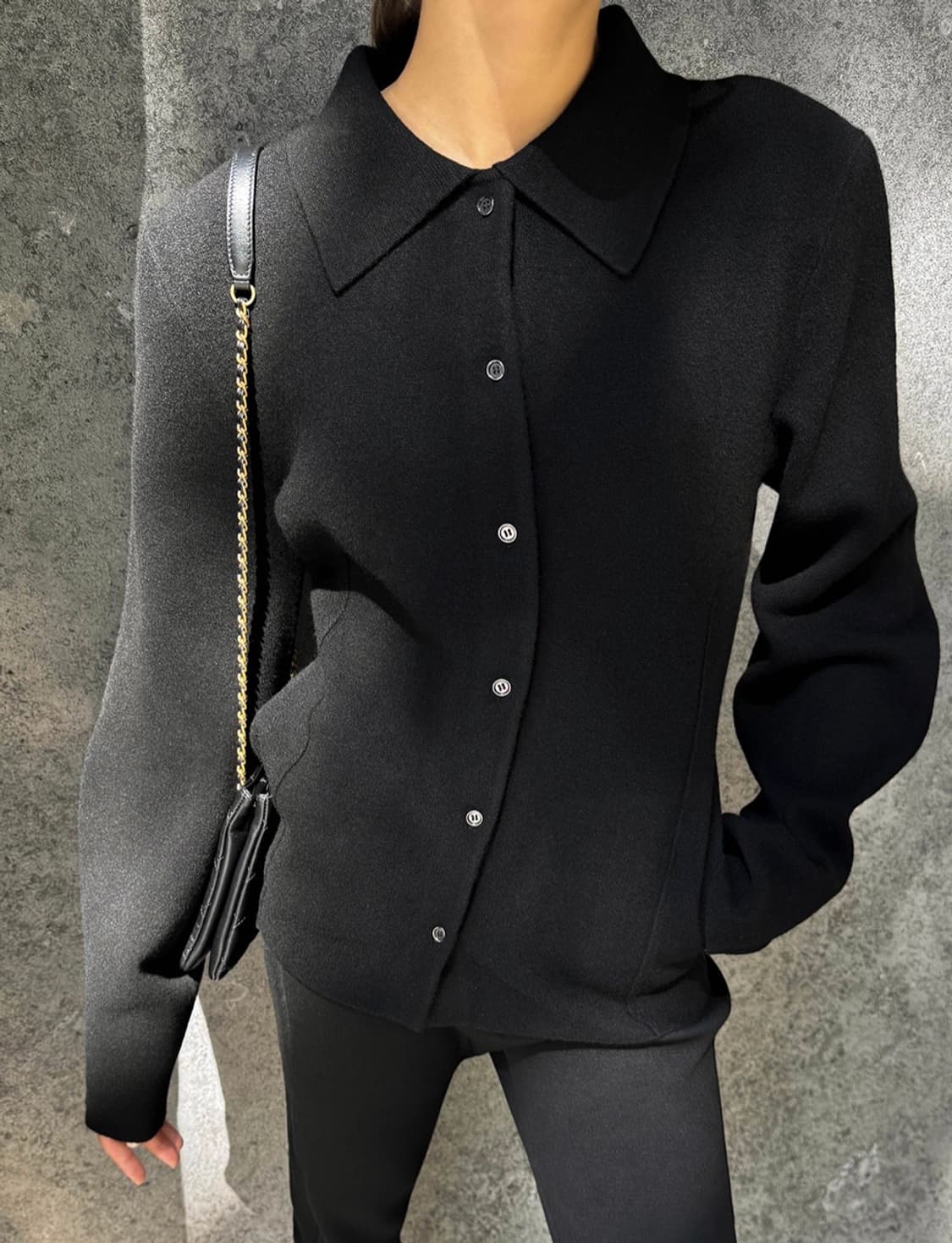 드래곤블루스 볼륨 슬리브 가디건 블랙 상품이미지5