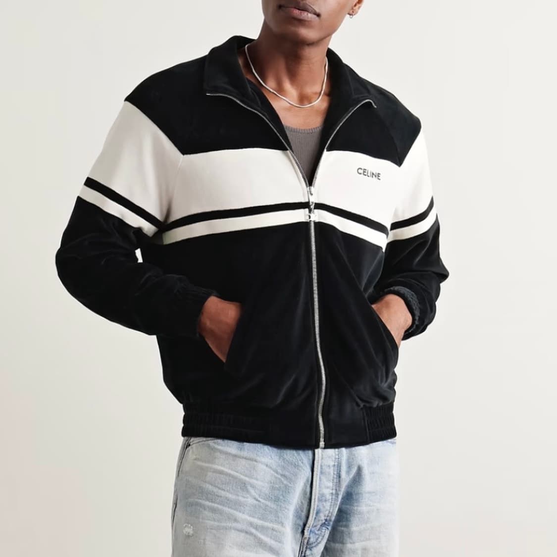 [2XL/새상품] 셀린느 로고 벨벳 트랙자켓 집업 상품이미지7