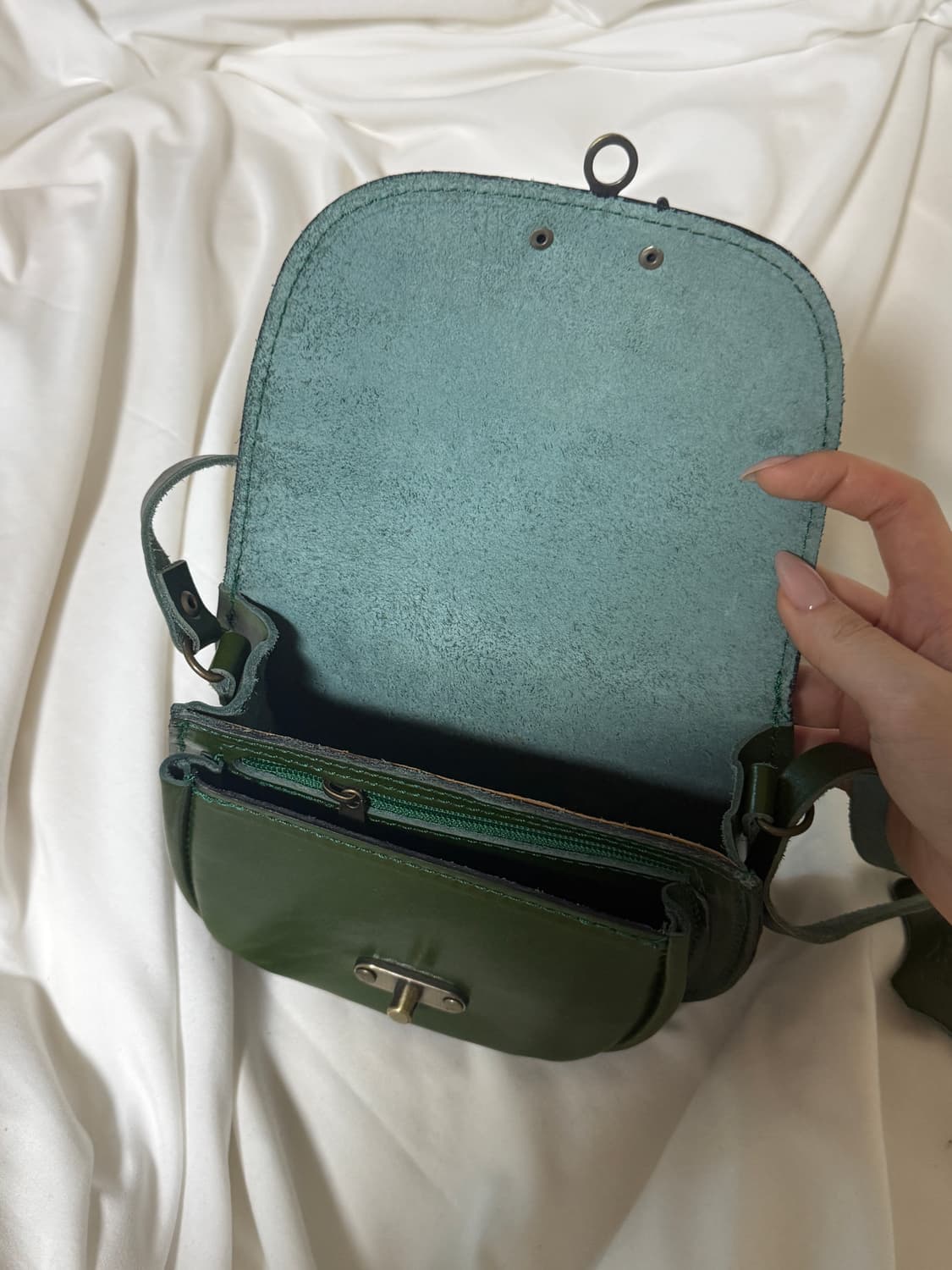 그리스 수제 가죽 그린 미니 크로스백 상품이미지4