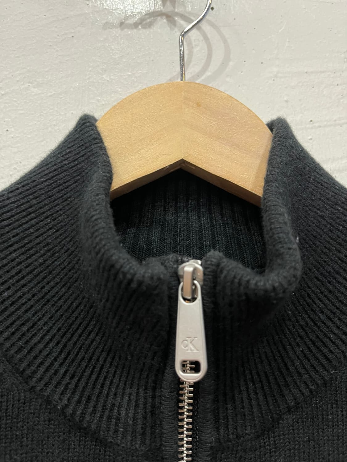 캘빈클라인 코튼 캐시미어 로고 니트집업 S  상품이미지3