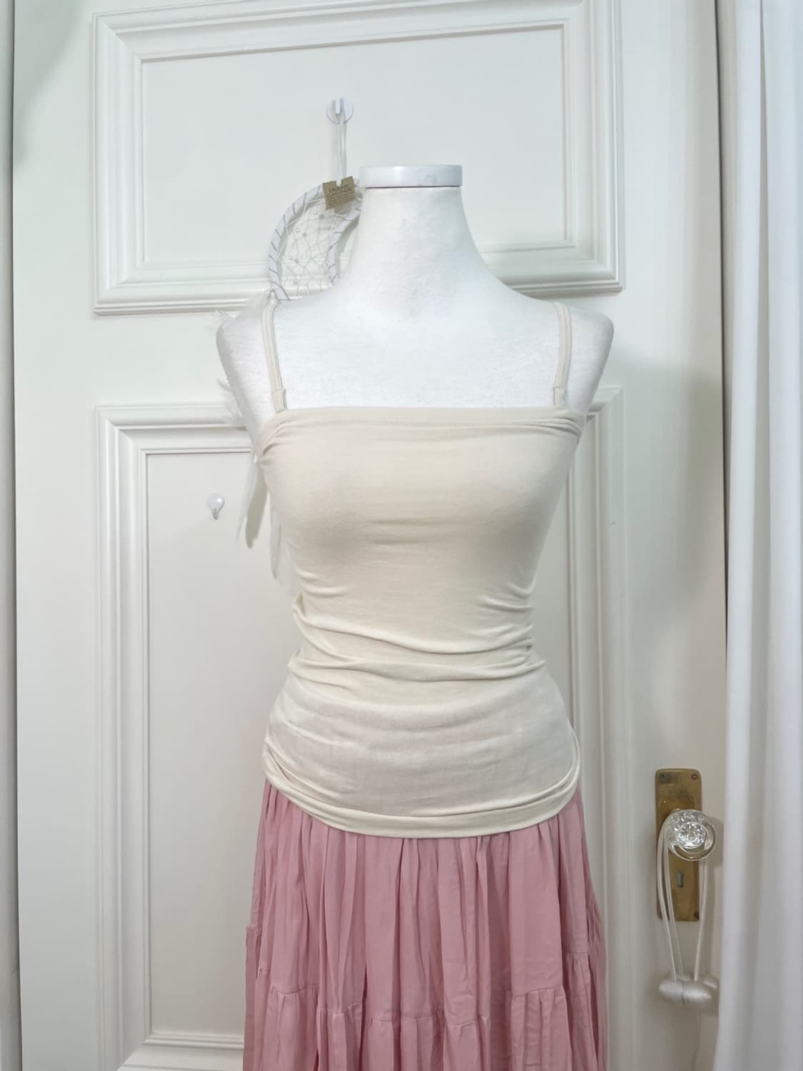 ivory flower lace off-shoulder crochet t 상품이미지10