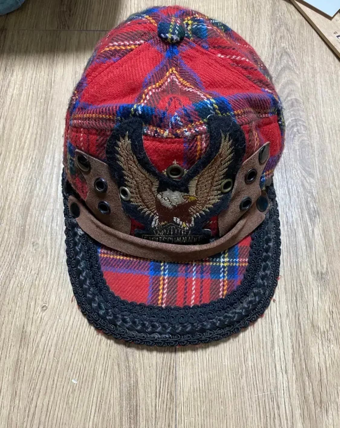 플란넬 체크 모자 상품이미지1