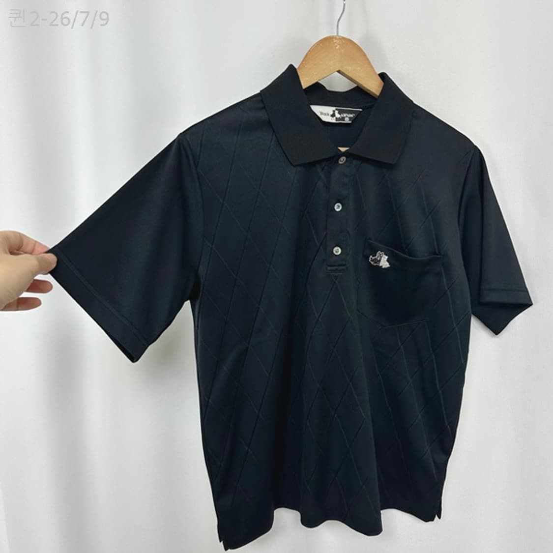 블랙앤화이트 남자 카라 반팔티 검정 100 M  EO 상품이미지3