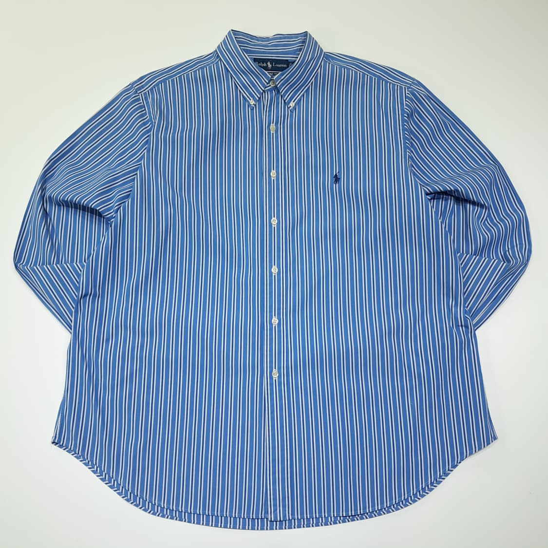 CK111 2XL 폴로 90s 홍콩판 블루 스트라이프 셔츠 남방 상품이미지1