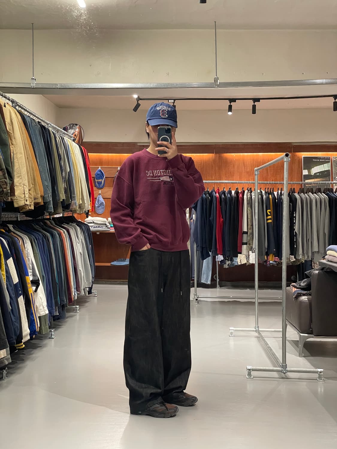 빈티지 맨투맨 티셔츠 (버건디)   상품이미지3