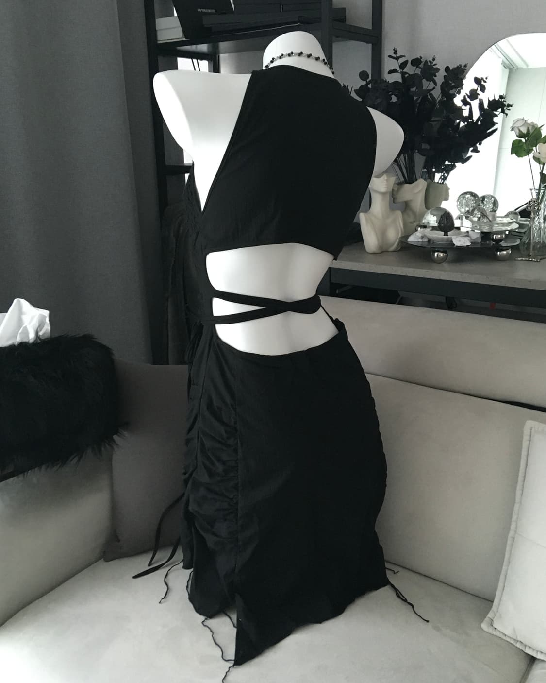 ༒ Bonnae Cross cut out dress (Black) 상품이미지2
