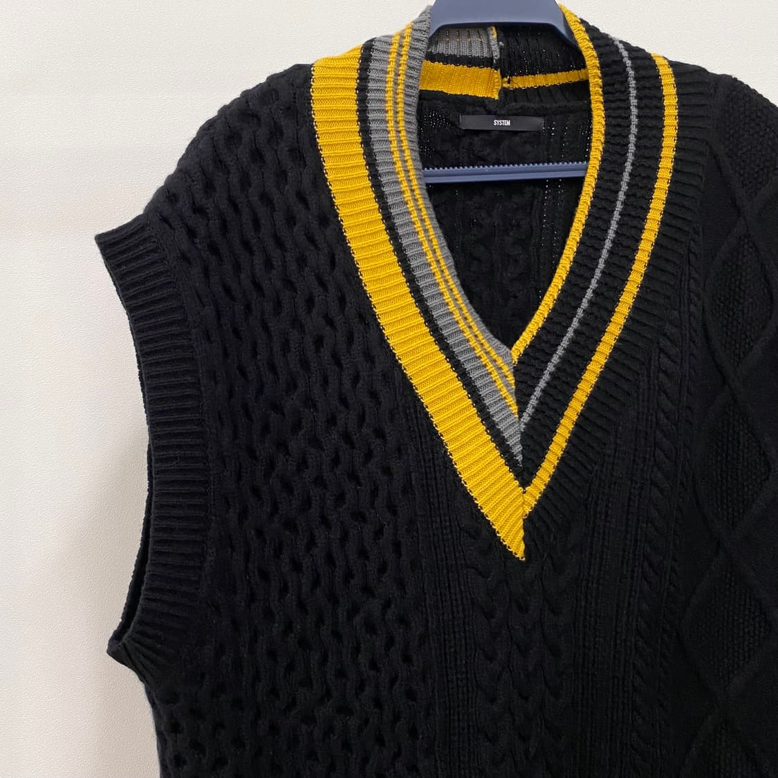 한섬 시스템옴므 캐시미어 헤비울 크리켓 니트 베스트 상품이미지3