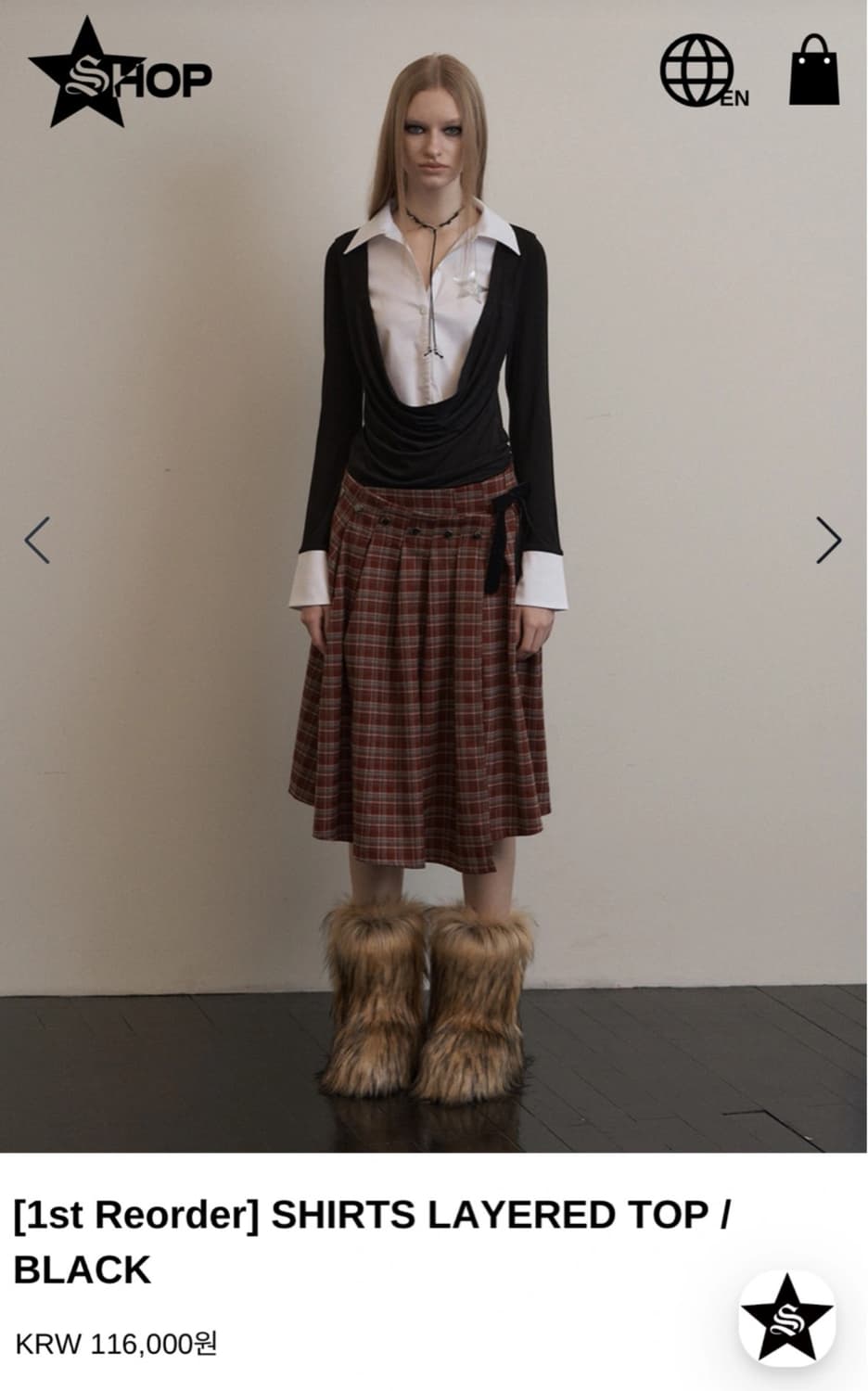 무신사 셋업이엑스이 CHECK LAB SKIRT / RED 상품이미지2