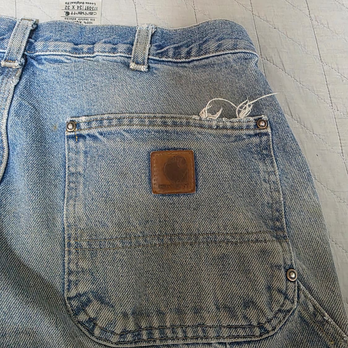 [34X32] 빈티지 칼하트 더블니 B73 DST 데님팬츠 트래쉬드 상품이미지8