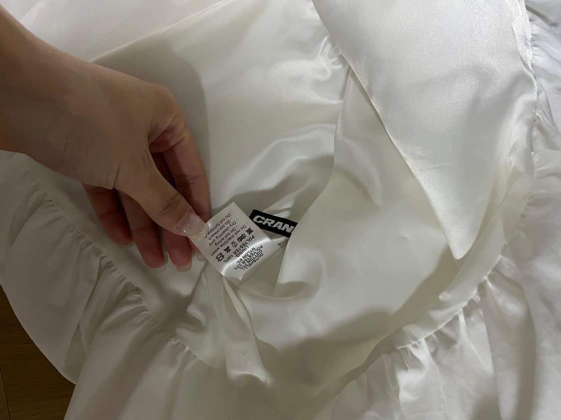 크랭크 슬리브 타이 벌룬 스커트_화이트 상품이미지6