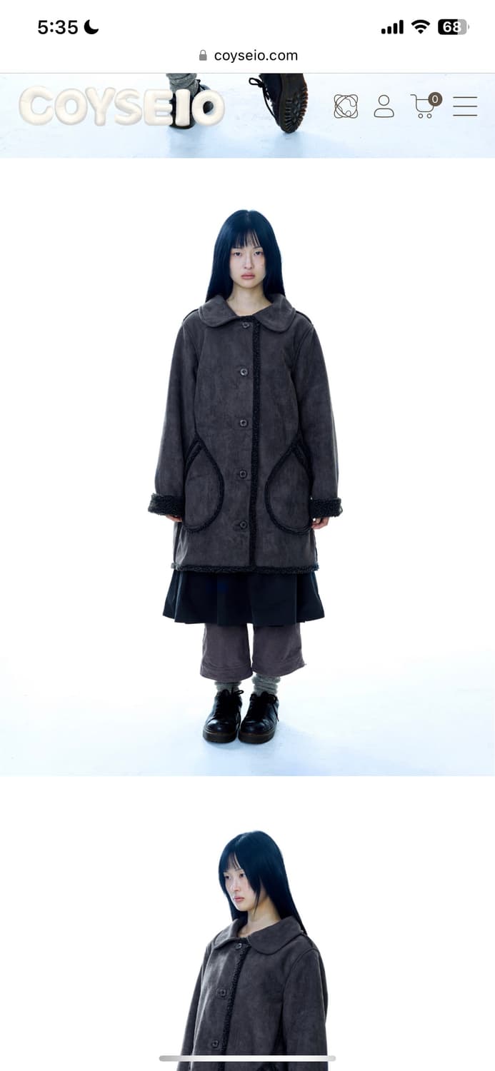 코이세이오 스웨이드 무스탕 차콜 상품이미지2