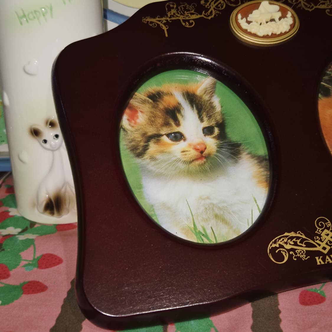 90s 카와이 피아노 카메오 2구 우드 탁상 액자 상품이미지9