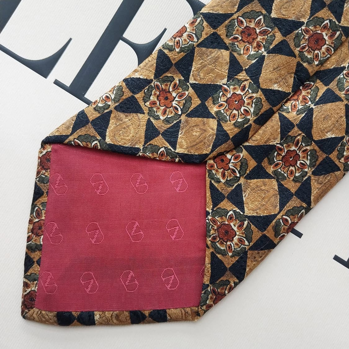 발렌티노 브라운 플라워 패턴 넥타이 9.5cm S~A+등급 K2518 상품이미지8