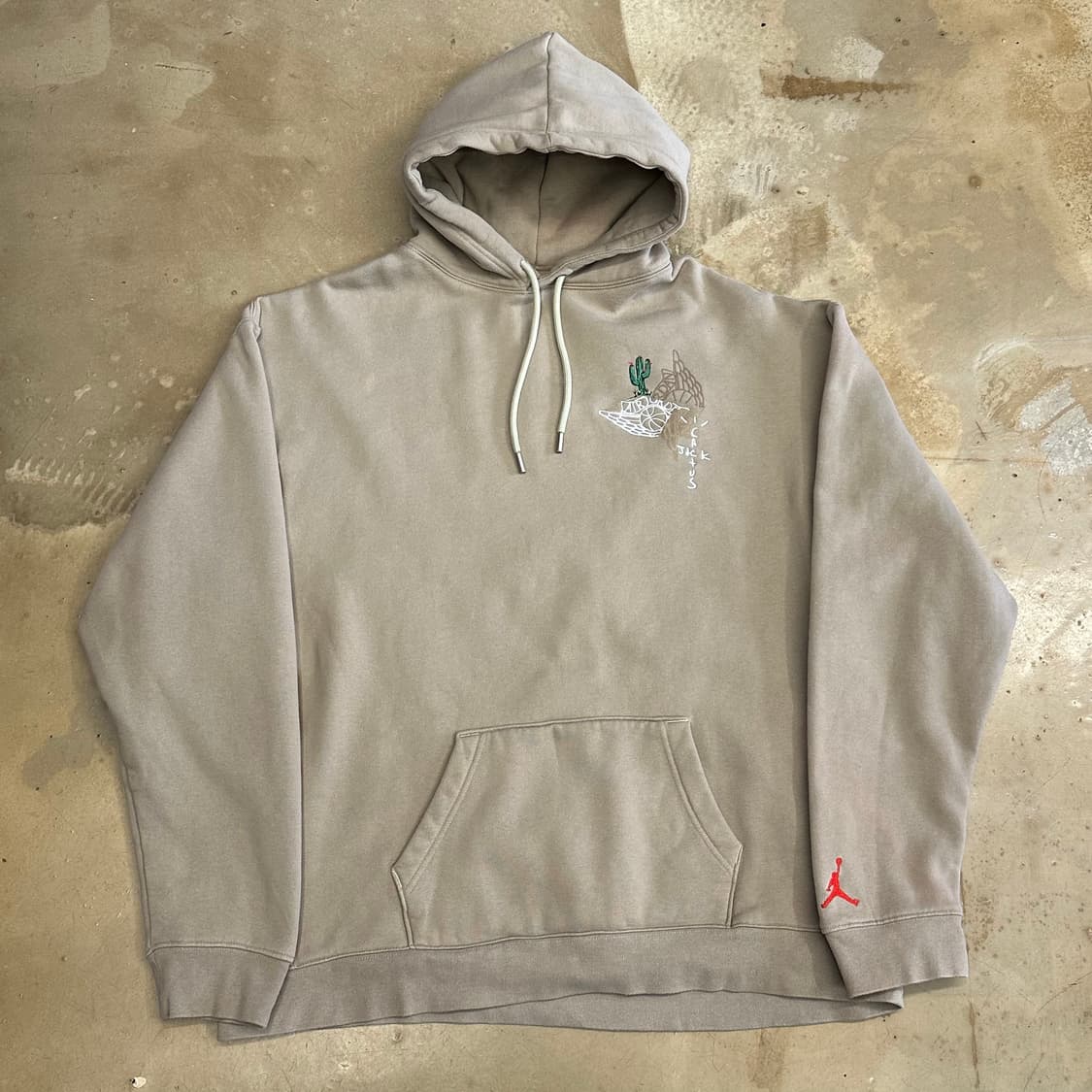 XL 조던 X 트래비스 스캇 풀오버 베이지 후드티 상품이미지4