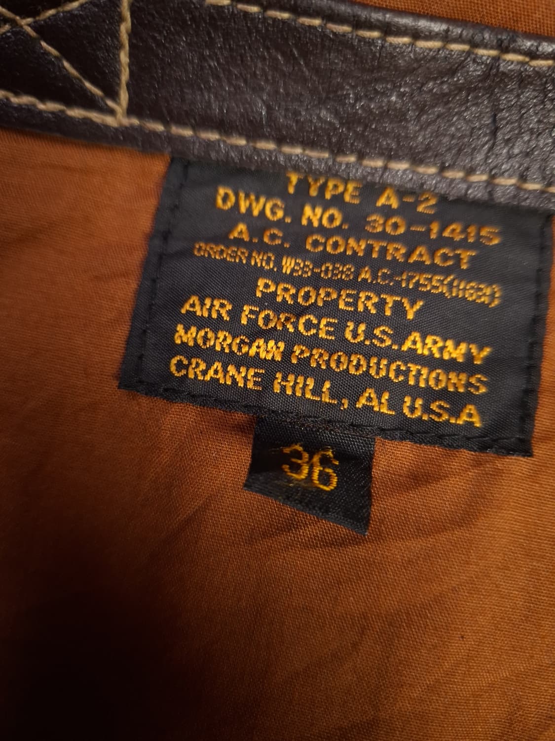 오리지날 MORGAN 모건 리얼레더 A-2 미공군 항공자켓 상품이미지3