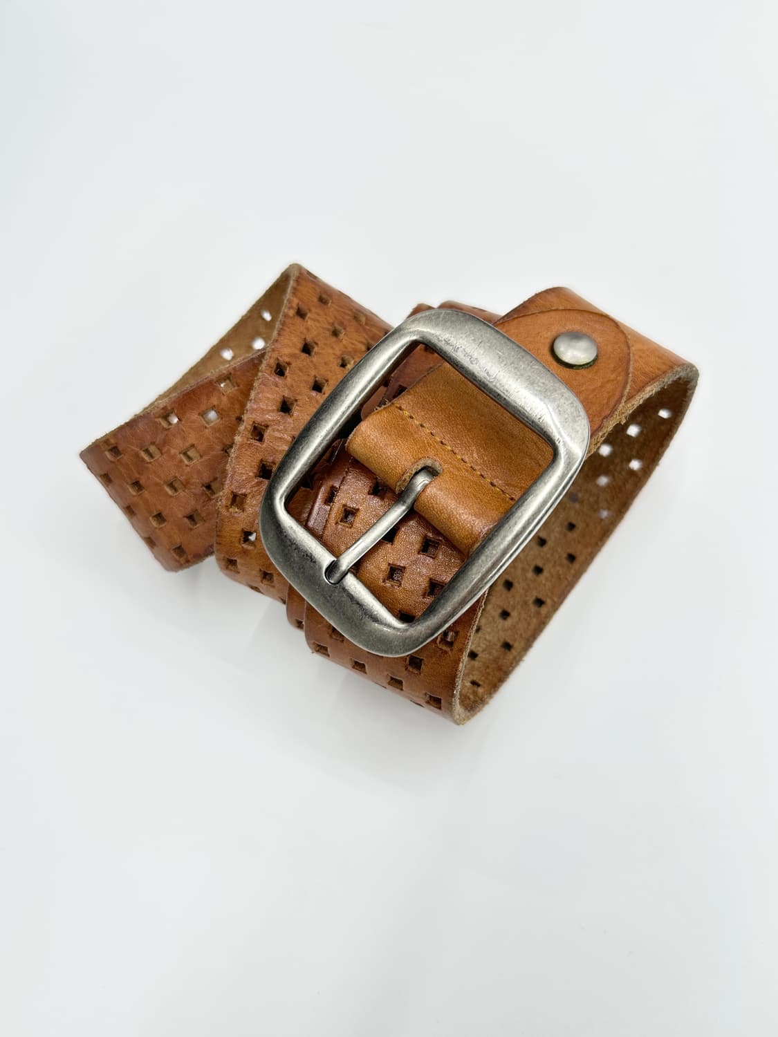 NONE vintage punching detail leather bel 상품이미지3
