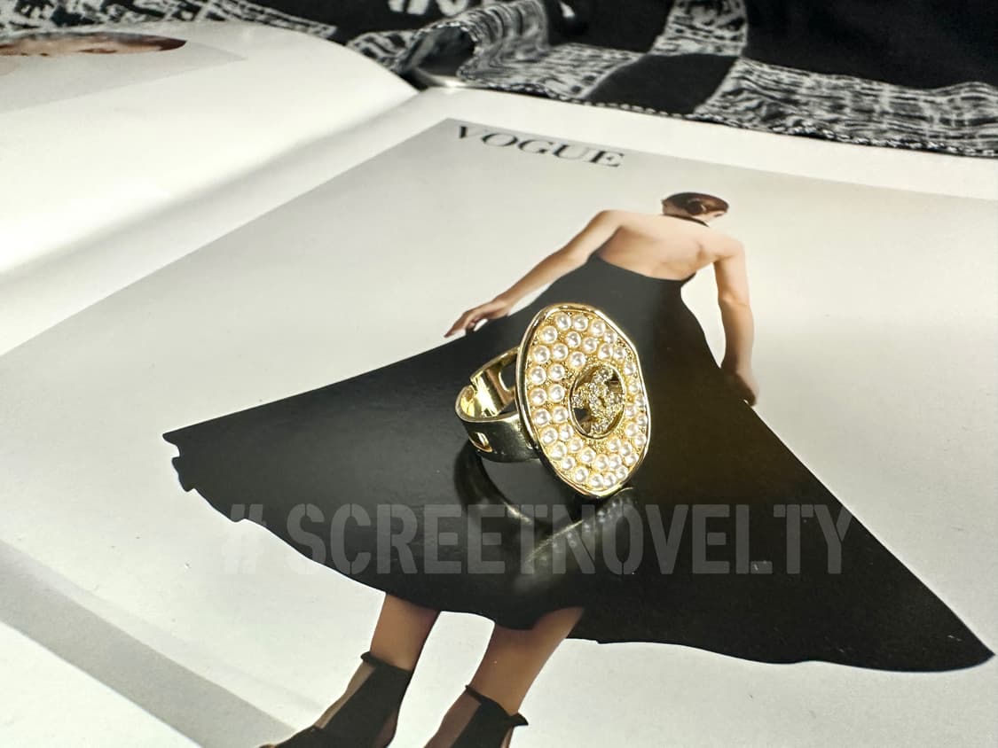 샤넬 빈티지 골드진주 큐빅 반지 상품이미지3